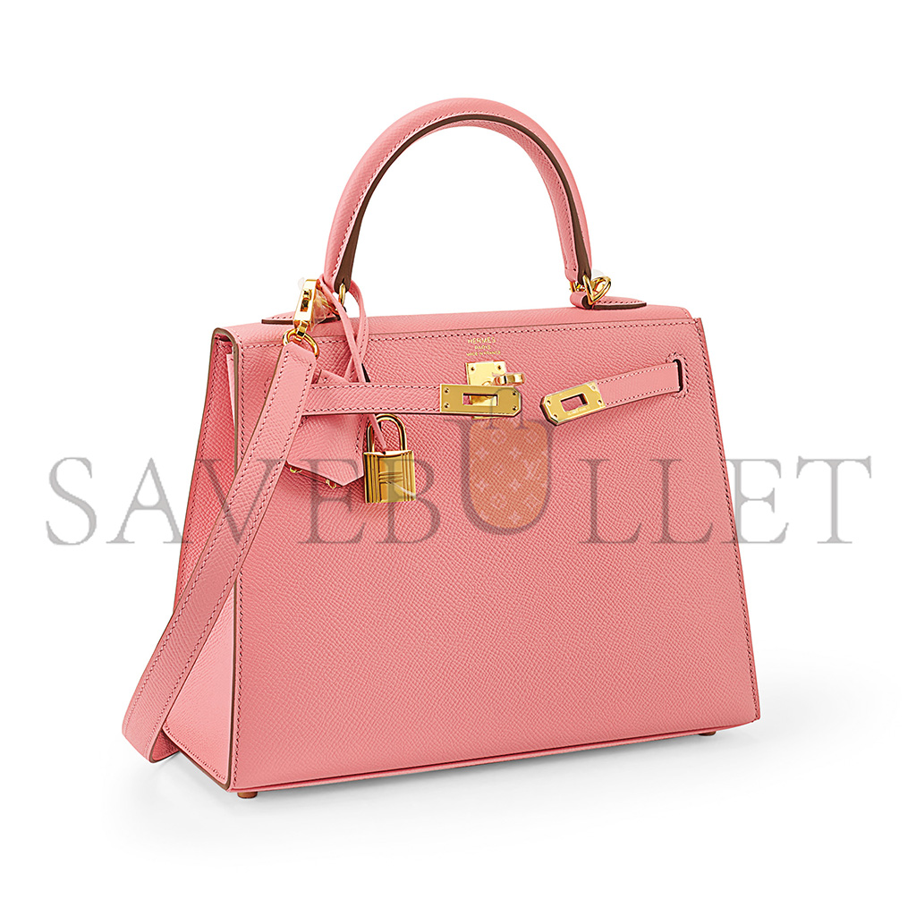 HERMÈS SHAKE POWDER EPSOM LEATHER SELLIER KELLY 28 WITH GOLD HARDWARE (28*22*10cm)